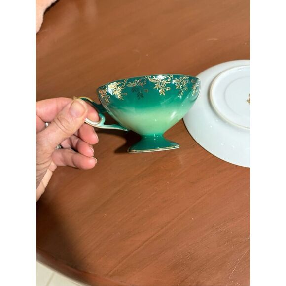 Shafford Tea Cup and Saucer, Hand Painted, Japan, Translucent - Picture 7 of 7